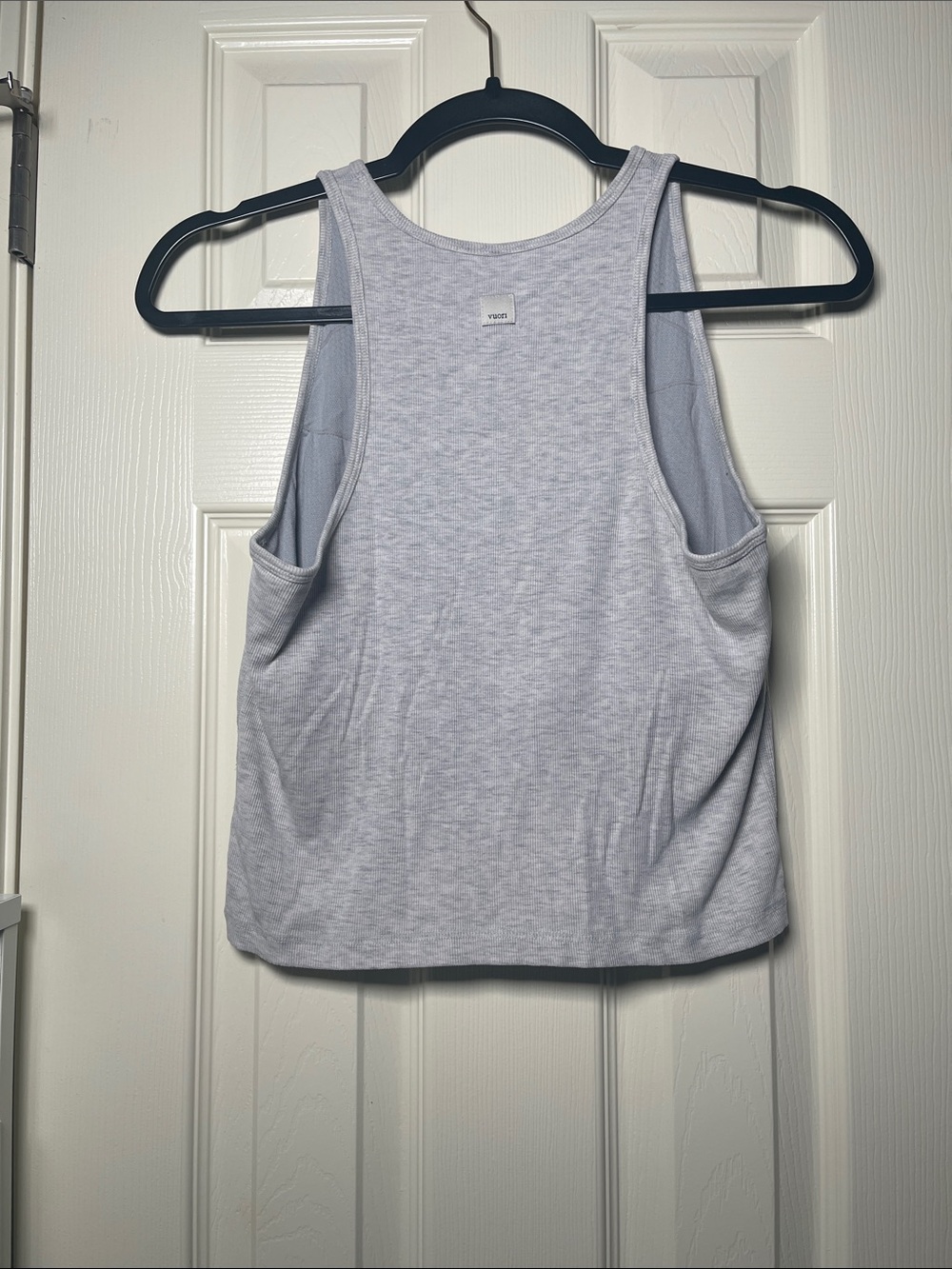 Vuori Heather Light Gray Scoop-Back Tank